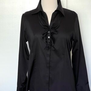 Paperwhite ruffle front shirt